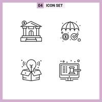 4 User Interface Line Pack of modern Signs and Symbols of bank process estate security online Editable Vector Design Elements