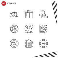 9 Universal Outline Signs Symbols of internet world present university school Editable Vector Design Elements