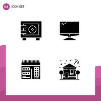 Pack of 4 creative Solid Glyphs of deposit web locker device design Editable Vector Design Elements