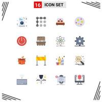Mobile Interface Flat Color Set of 16 Pictograms of ui on heart off stars Editable Pack of Creative Vector Design Elements