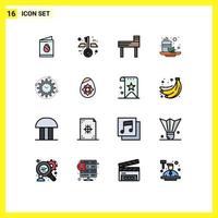 Mobile Interface Flat Color Filled Line Set of 16 Pictograms of productivity management education efficiency tea Editable Creative Vector Design Elements