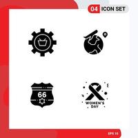 Stock Vector Icon Pack of 4 Line Signs and Symbols for cart job commerce world shield Editable Vector Design Elements