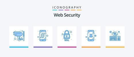 Web Security Blue 5 Icon Pack Including eye. virus. lock. mobile. alert. Creative Icons Design vector
