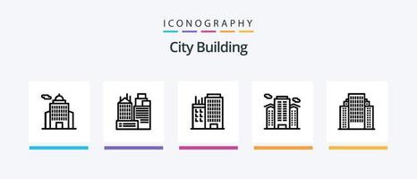 City Building Line 5 Icon Pack Including real. business. business. building. place. Creative Icons Design vector