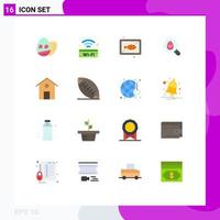 conjunto de 16 iconos de interfaz de usuario modernos signos de símbolos para vacaciones en casa mariscos búsqueda de pascua paquete editable de elementos de diseño de vectores creativos