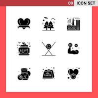 9 iconos creativos signos y símbolos modernos de comida bebida edificio pastel de bodas elementos de diseño vectorial editables vector