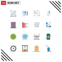 conjunto de 16 iconos modernos de la interfaz de usuario símbolos signos para fitness enfermedad distancia lluvia temperatura paquete editable de elementos de diseño de vectores creativos