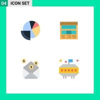 4 User Interface Flat Icon Pack of modern Signs and Symbols of financial data page data browser webpage Editable Vector Design Elements