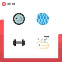 Pictogram Set of 4 Simple Flat Icons of bacteria sport laboratory globe weight Editable Vector Design Elements