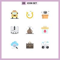 Pack of 9 Modern Flat Colors Signs and Symbols for Web Print Media such as lab green design box software drawing Editable Vector Design Elements