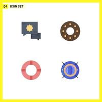 Universal Icon Symbols Group of 4 Modern Flat Icons of islamic internet donut insurance world Editable Vector Design Elements