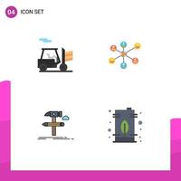 Set of 4 Vector Flat Icons on Grid for forklift develop wlan group tools Editable Vector Design Elements