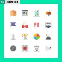 16 User Interface Flat Color Pack of modern Signs and Symbols of sign postoffice bigger mail box mail Editable Pack of Creative Vector Design Elements