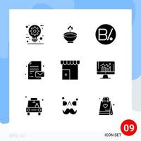 Editable Vector Line Pack of 9 Simple Solid Glyphs of paper panamanian diwali panama balboa Editable Vector Design Elements