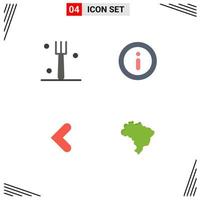 Pack of 4 Modern Flat Icons Signs and Symbols for Web Print Media such as fork left info arrow map Editable Vector Design Elements