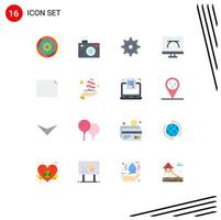 paquete de iconos de vector de stock de 16 signos y símbolos de línea para el diseño de fotografía de desarrollo de herramienta de lápiz y configuración de codificación paquete editable de elementos creativos de diseño de vector