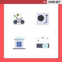 User Interface Pack of 4 Basic Flat Icons of cycle vinyl plant dj graves Editable Vector Design Elements