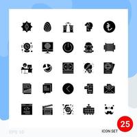 25 Thematic Vector Solid Glyphs and Editable Symbols of head gain spring experience politician Editable Vector Design Elements