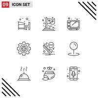 Set of 9 Vector Outlines on Grid for message development witch design browser Editable Vector Design Elements