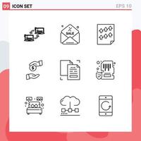 9 Creative Icons Modern Signs and Symbols of content bureaucracy data bribery report Editable Vector Design Elements