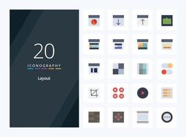 20 icono de color plano de diseño para presentación vector