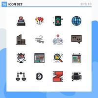 Flat Color Filled Line Pack of 16 Universal Symbols of church building bluetooth internet global Editable Creative Vector Design Elements