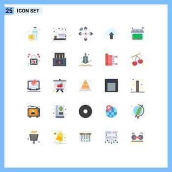 25 Universal Flat Colors Set for Web and Mobile Applications date cloud communications up arrow Editable Vector Design Elements