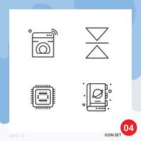 User Interface Pack of 4 Basic Filledline Flat Colors of internet tech washing mirror cpu Editable Vector Design Elements