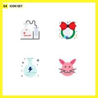 Set of 4 Commercial Flat Icons pack for tube power science wreath bunny Editable Vector Design Elements