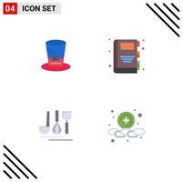 4 Universal Flat Icons Set for Web and Mobile Applications day service usa education add Editable Vector Design Elements