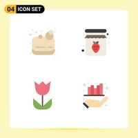 Pack of 4 creative Flat Icons of soap macro jam breakfast business Editable Vector Design Elements