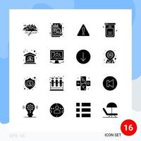 Stock Vector Icon Pack of 16 Line Signs and Symbols for bank shower alert cleaning bath Editable Vector Design Elements