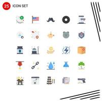 Group of 25 Flat Colors Signs and Symbols for user interface usa basic male Editable Vector Design Elements