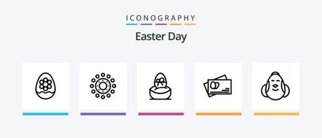 paquete de iconos de la línea 5 de pascua que incluye pasaporte. día festivo. feliz. primavera. Pascua de Resurrección. diseño de iconos creativos vector