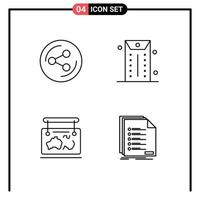 4 Universal Line Signs Symbols of share guide business frame check Editable Vector Design Elements