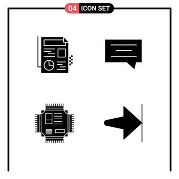 Set of Vector Solid Glyphs on Grid for document processor bubble chip arrow Editable Vector Design Elements