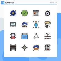 Set of 16 Modern UI Icons Symbols Signs for signal laptop content guide camping Editable Creative Vector Design Elements