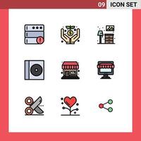 conjunto de 9 iconos de interfaz de usuario modernos signos de símbolos para tienda de comercio electrónico tienda de vida elementos de diseño de vector editables compactos