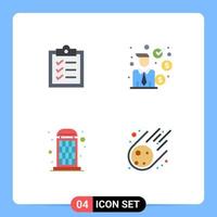 Pack of 4 creative Flat Icons of clipboard phone businessman finance meteorite Editable Vector Design Elements