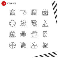 16 iconos creativos signos y símbolos modernos de la grandeza del simbolismo guardar camilla médica elementos de diseño vectorial editables vector
