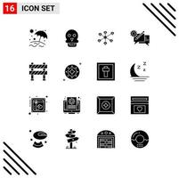 16 iconos creativos, signos y símbolos modernos de mensajes de límite, configuración de Internet, comunicación, elementos de diseño vectorial editables vector