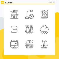 Pictogram Set of 9 Simple Outlines of crypto currency coin hardware burst weight Editable Vector Design Elements