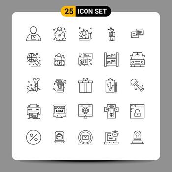 25 User Interface Line Pack of modern Signs and Symbols of chat decision exercise choose arrow Editable Vector Design Elements