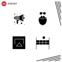 Set of 4 Commercial Solid Glyphs pack for audio men sound hipster airplay Editable Vector Design Elements