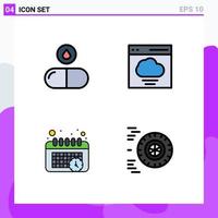 Set of 4 Modern UI Icons Symbols Signs for drug schedule pills interface motion Editable Vector Design Elements