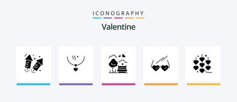 Valentine Glyph 5 Icon Pack Including park. day. amulet. valentines. wedding. Creative Icons Design vector