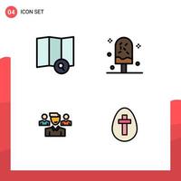 Modern Set of 4 Filledline Flat Colors Pictograph of explore user cold summer squard Editable Vector Design Elements