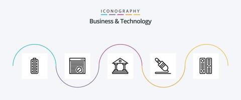 Business and Technology Line 5 Icon Pack Including directory. technology. bank. pin. audio cable vector