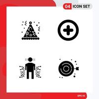 Modern Set of 4 Solid Glyphs Pictograph of birthday data hat ui science Editable Vector Design Elements