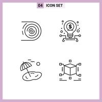 Pictogram Set of 4 Simple Filledline Flat Colors of abstract beach disruptive investment tree Editable Vector Design Elements